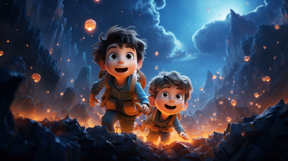 3D animation adventure in stylized space